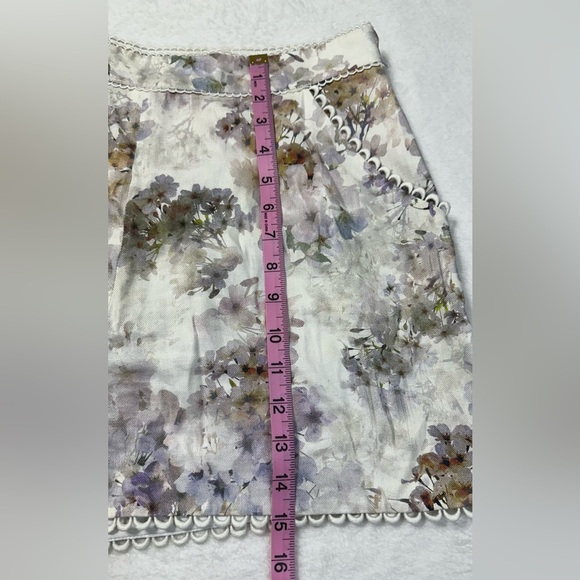 Ted Baker Henliy Vanilla Scallop Trim Linen Shorts Size 3 - Picture 9 of 16